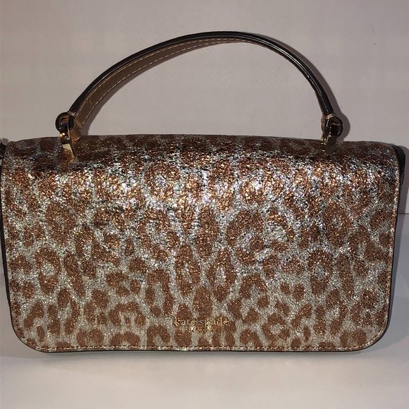 Metallic Leopard Clutch Top Handle - Picture 1 of 8